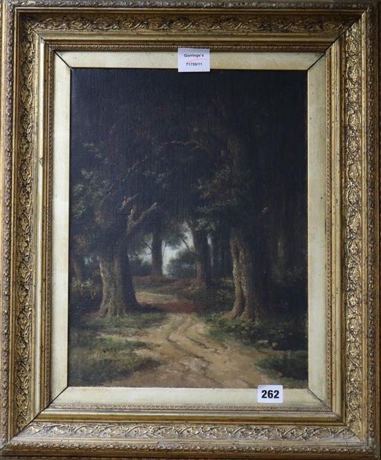 William McKenzie, oil, At the edge of the wood, dated 1885, 43 x 34 cms